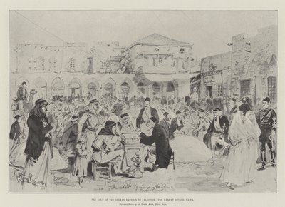 Wizyta cesarza niemieckiego w Palestynie, Rynek, Hajfa autorstwa Melton Prior