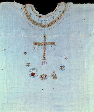 Sztuka Merowingów: strój kapłański św. Bathildy (lub Batilde, Bathylle, Beaudour) (626-680) królowej franków i żony Chlodwiga II, a następnie zakonnic w klasztorze Chelles. Chelle. Muzeum Alfreda Bonno autorstwa Merovingian