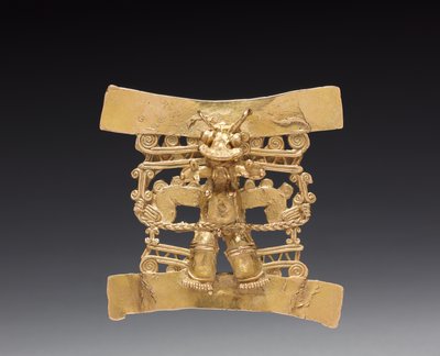 Wisiorek z postacią z głową zwierzęcia, ok. 1900 r. 1000-1550 (odlew złota) autorstwa Mesoamerican Mesoamerican