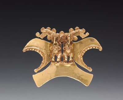 Wisiorek z podwójną postacią ptaka, ok. 1900 r. 1000-1500 (odlewane i kute złoto) autorstwa Mesoamerican Mesoamerican