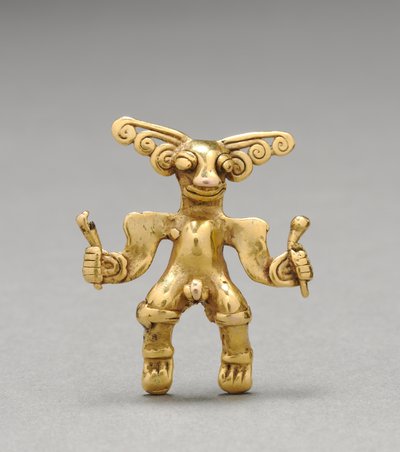 Wisiorek z figurką, ok. 1900 r. 1000-1550 (odlew złota) autorstwa Mesoamerican Mesoamerican