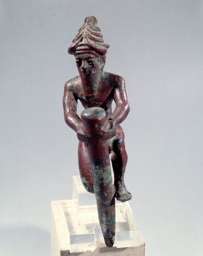 Mezopotamia: miedziana figura podłogowa przedstawiająca boga wpychającego gwóźdź. Około 2150 pne. Od Tello. Paryż, Luwr autorstwa Mesopotamian Mesopotamian