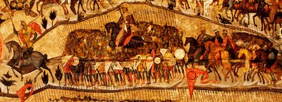 Błogosławiony bądź Zastępem Króla Niebios Szczegół: Wojownicy: Iwan IV, Władimir Monomach, Władimir I, Borys i Gleb, lata pięćdziesiąte XVI wieku autorstwa Metropolitan of Moscow Athanasius