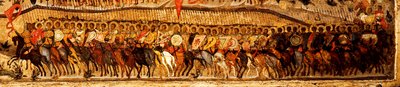 Błogosławiony bądź hostią króla niebios Szczegół: niższy zasięg wojowników prowadzony przez Aleksandra Newskiego i Świętego Jerzego, 1550 autorstwa Metropolitan of Moscow Athanasius
