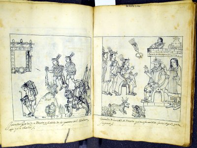 Pani Hunter 242 256v-257r Cortez i Montezuma, z Historia de Tlaxcala autorstwa Diego Munoza Camargo autorstwa Mexican School