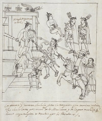 Ms Hunter 242 f.256r Bitwa ewangelicka, z Historia de Tlaxcala autorstwa Diego Munoza Camargo autorstwa Mexican School