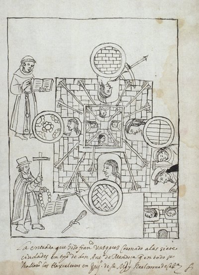Ms Hunter 242 f.317r Hiszpański podbój, z Historia de Tlaxcala autorstwa Diego Munoza Camargo autorstwa Mexican School