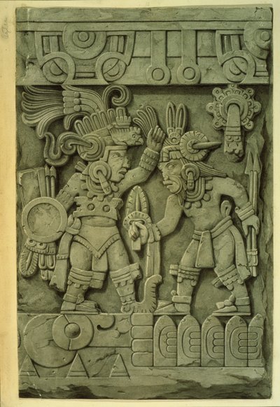 Kamień z Tizoc (kolorowa litografia) autorstwa Mexican School