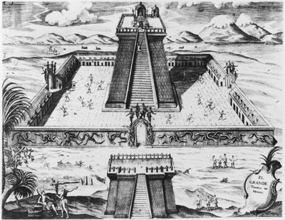 Burmistrz Templo w Tenochtitlan, z „Historia de Nueva Espana”, 1770 autorstwa Mexican School