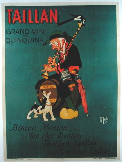 Plakat reklamujący „Taillan Quinquina” (kolor lito) autorstwa Mich