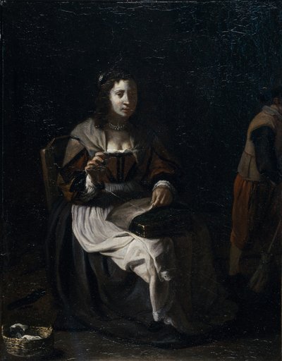 Szyjąca kobieta (olej na płótnie) autorstwa Michael (attr. to) Sweerts