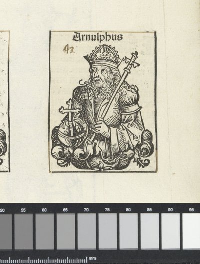 Arnulf z Karyntii, z „Liber Chronicarum” Hartmanna Skull, Norymberga autorstwa Michael (workshop of) Wolgemut or Wolgemuth