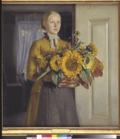 Dziewczyna ze słonecznikami autorstwa Michael Ancher