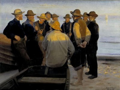 Rybacy nad morzem w letni wieczór autorstwa Michael Ancher