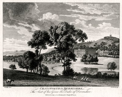 Chatsworth w Derbyshire, siedziba jego łaski księcia Devonshire, 1775 r autorstwa Michael Angelo Rooker