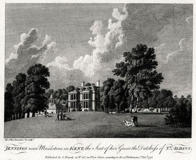 Jennings niedaleko Maidstone w hrabstwie Kent, siedziba Jej Łaski księżnej St Albans, 1776. autorstwa Michael Angelo Rooker