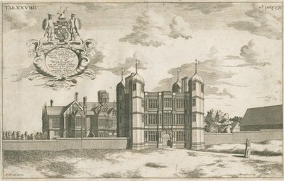 Tixall Hall i Gatehouse: miedzioryt, nd [1686] (druk) autorstwa Michael Burghers