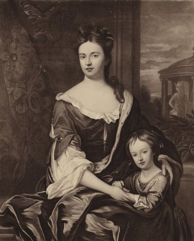 Królowa Anna i jej syn Wilhelm książę Gloucester autorstwa Michael Dahl