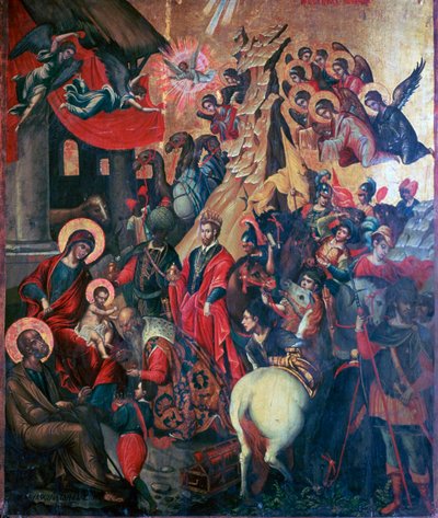 Ikona Adoracji Trzech Króli, XVI w. autorstwa Michael Damaskinos