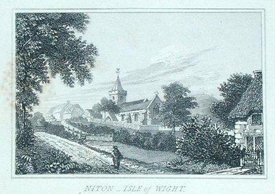 Niton Church, Isle of Wight, z albumu Michaela Faradaya (grawerowanie) autorstwa Michael Faraday