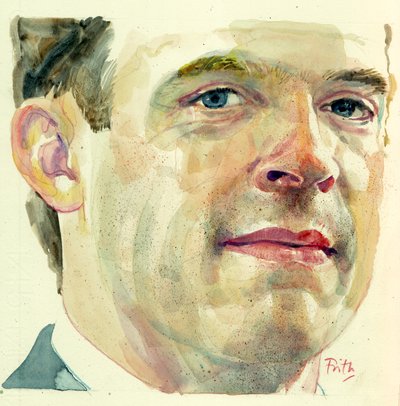 Dominic Raab (akwarela) autorstwa Michael Frith