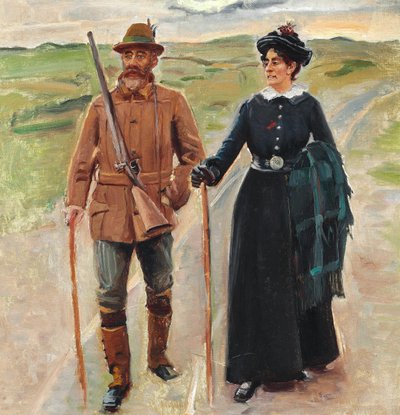 Sødring i jego żona. Studium do "Hjem fra jagten" (Po ostatniej bitwie). autorstwa Michael Peter Ancher