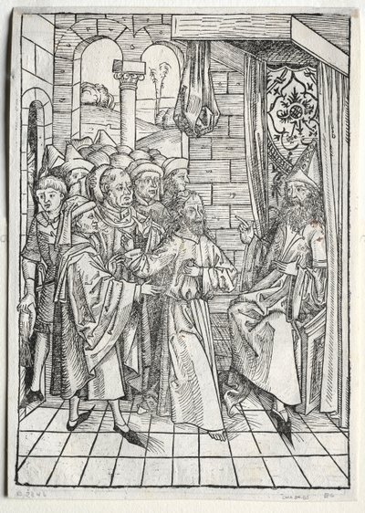 Strażnik skarbu: Chrystus przed Kajfaszem wersem, 1491. autorstwa Michael Wolgemut