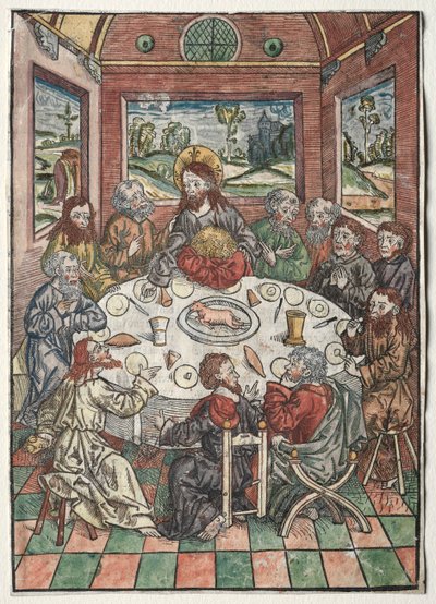 Skarbnik: Ostatnia Wieczerza, 1491. autorstwa Michael Wolgemut