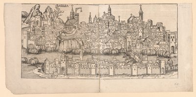 Kronika norymberska: Topograficzny widok Bazylei, Szwajcaria autorstwa Michael Wolgemut