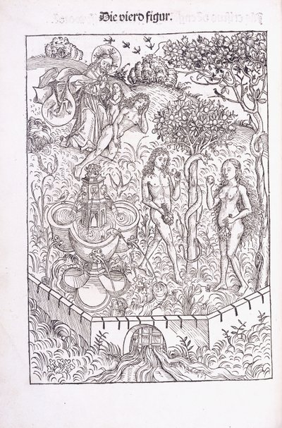 Adam i Ewa w ogrodzie Eden, 1491 autorstwa Michael Wolgemuth