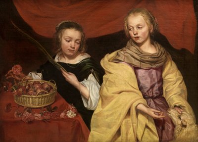 Dwie dziewczyny jako św. Agnieszka i św. 1650. autorstwa Michaelina Wautier