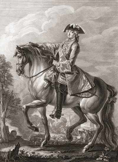 Król Francji Ludwik XV, portret konny. autorstwa Michel Aubert