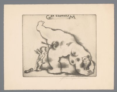 Ekslibris van Gianni Mantero Gex eroticisM (tytuł na obiekcie) autorstwa Michel Fingesten (signed by artist)
