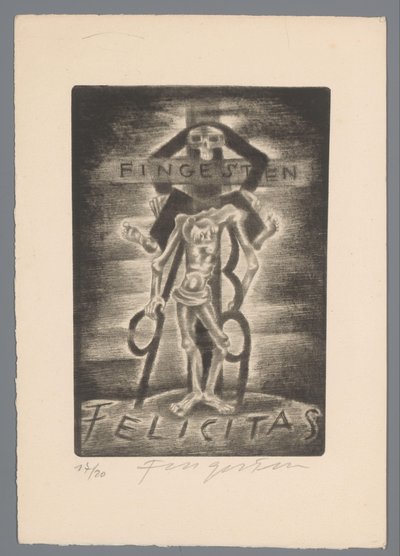 Życzenie noworoczne od Michela Fgesten Fgesten Felicitas (tytuł na obiekcie) autorstwa Michel Fingesten (signed by artist)