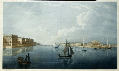 Giełda Papierów Wartościowych i Pałac Marmurowy w Sankt Petersburgu. Opis brzegów Newy. Praca Michela Francois Damama Demartrait (1763-1827), litografia, oprawa autorstwa Michel Francois Damam Demartrait