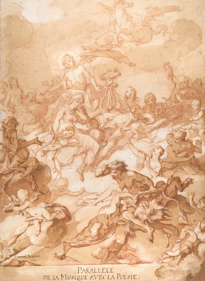 Alegoria porównująca muzykę i poezję, 1740. autorstwa Michel Francois Dandre Bardon