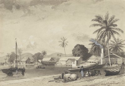 Miasto Corbeaux, port w Hiszpanii autorstwa Michel Jean Cazabon