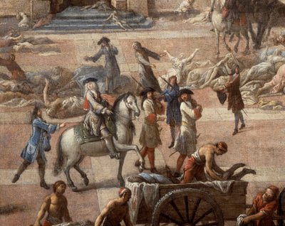 Widok ratusza (Marsylii) podczas zarazy w 1720 r. autorstwa Michel Serre