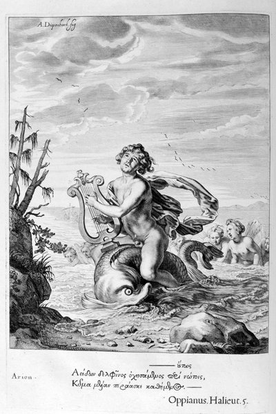 Arion uratowany przez delfina, 1655 autorstwa Michel de Marolles