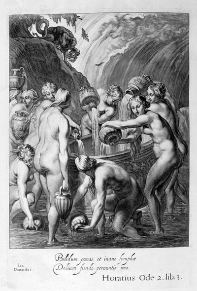 Danaides skazani na napełnianie wodą znudzonych naczyń, 1655 autorstwa Michel de Marolles