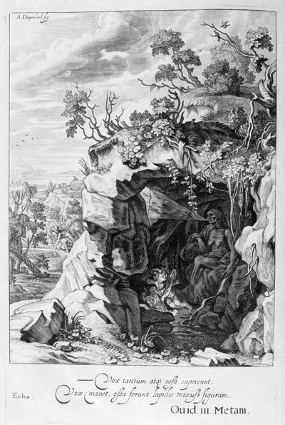 Nimfa Echo zamieniła się w dźwięk, 1655 autorstwa Michel de Marolles