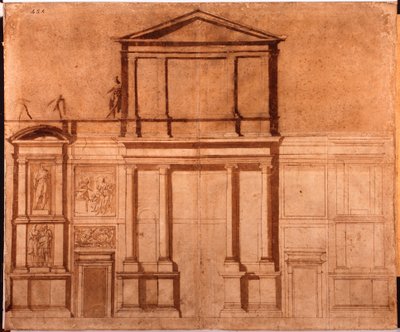 Rysunek fasady San Lorenzo autorstwa Michelangelo (after) Buonarroti