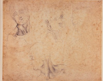 Cztery badania głowy mężczyzn autorstwa Michelangelo (after) Buonarroti
