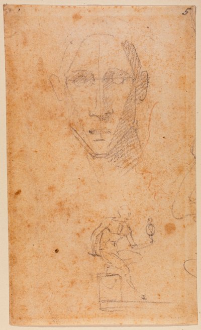 Studium głowy i szkic Diomedesa z Palladiuszem autorstwa Michelangelo (after) Buonarroti