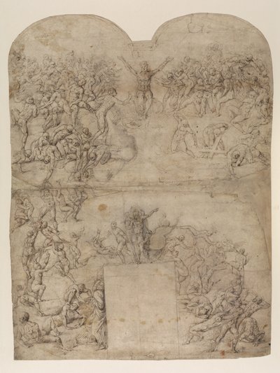 Sąd Ostateczny według Michała Anioła (?) (recto) (pióro i atrament i kreda na papierze) autorstwa Michelangelo (after) Buonarroti