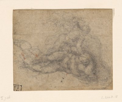 Michał Anioł - Dawid i Goliat. Studium architektoniczne z wersalikami, ok. 1550-1556, I, 32d autorstwa Michelangelo