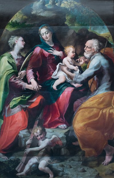 Madonna z Dzieciątkiem i św. Barbarą, ok. 1530 (olej na drewnie) autorstwa Michelangelo Anselmi