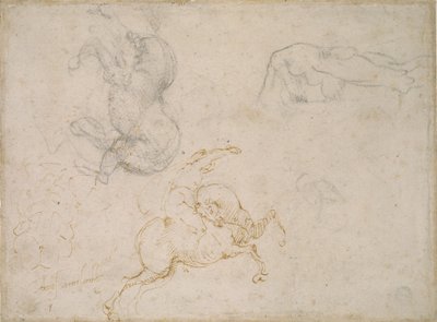 Szarża jeźdźca i inne studia, XVI wiek autorstwa Michelangelo Buonarroti