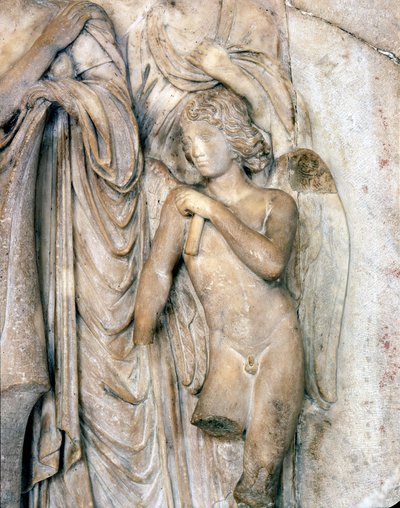 Anioł, marmur wenecki, początek XVI wieku. Ceremonia pogrzebowa, detal, Luwr. Rzeźba Michelangelo Buonarroti dit Michel Ange (Michelangelo lub Michelangelo autorstwa Michelangelo Buonarroti