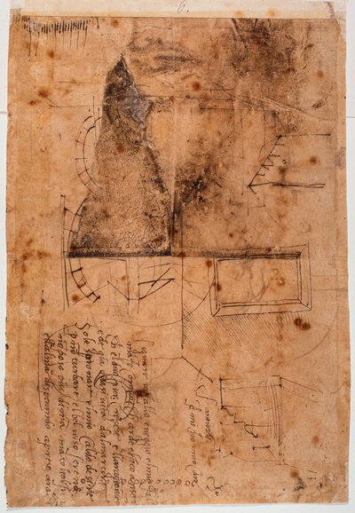 Autografowe studia architektoniczne i fragmenty poetyckie autorstwa Michelangelo Buonarroti